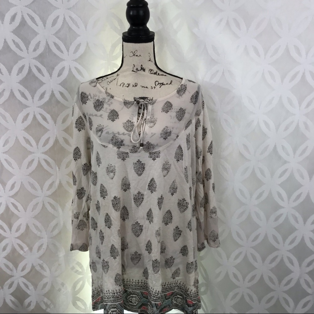 🛍Lucky Brand Paisley Bell Sleeve Blouse - Picture 2 of 8